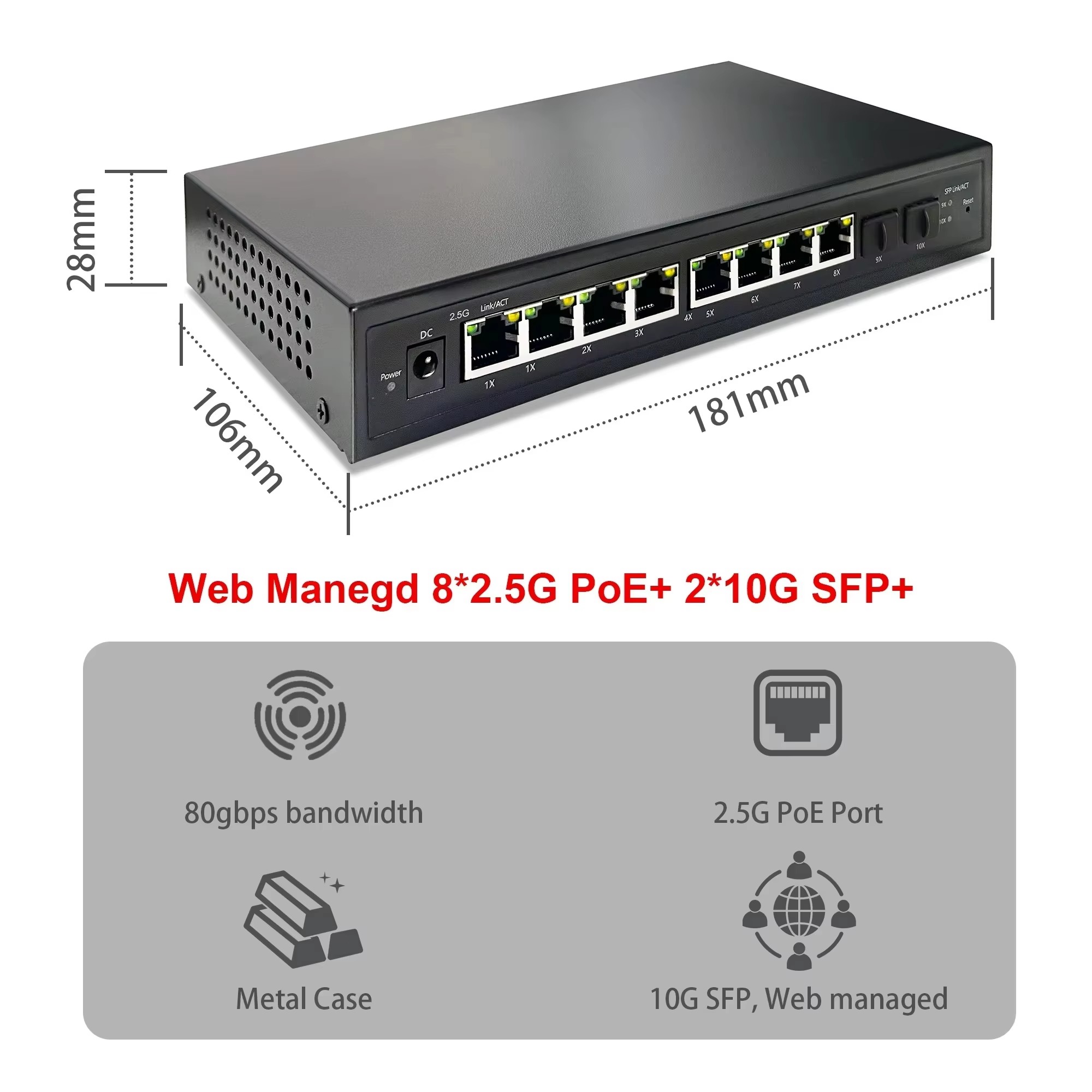 2.5G Smart Web Managed PoE Swi - огляд і ціна Sfp+ 10G Managed Switch 8 Port